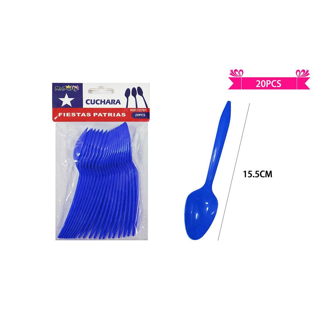 Cuchara Plástica Azul 15.5cm (20 Unidades)_1