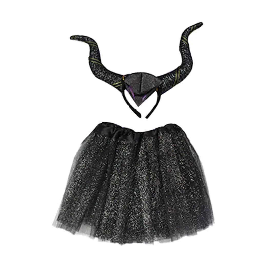 Disfraz Falda y Cintillo Cuerno Negro Halloween_1