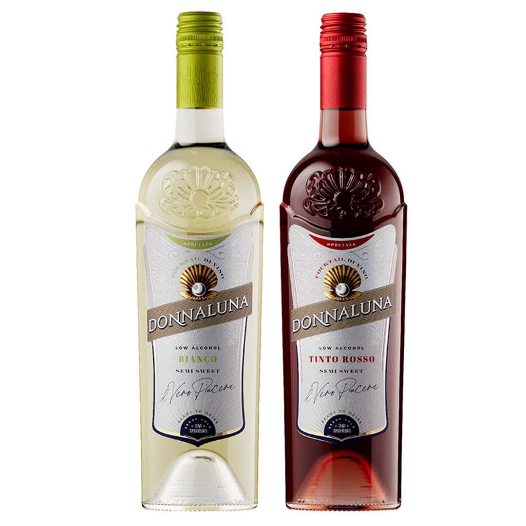 PACK CÓCTEL DONNA LUNA: 1x Cóctel de Vino Donnaluna Tinto Rosso Botella 750cc + 1x Cóctel de Vino Donnaluna Bianco Botella 750cc _1