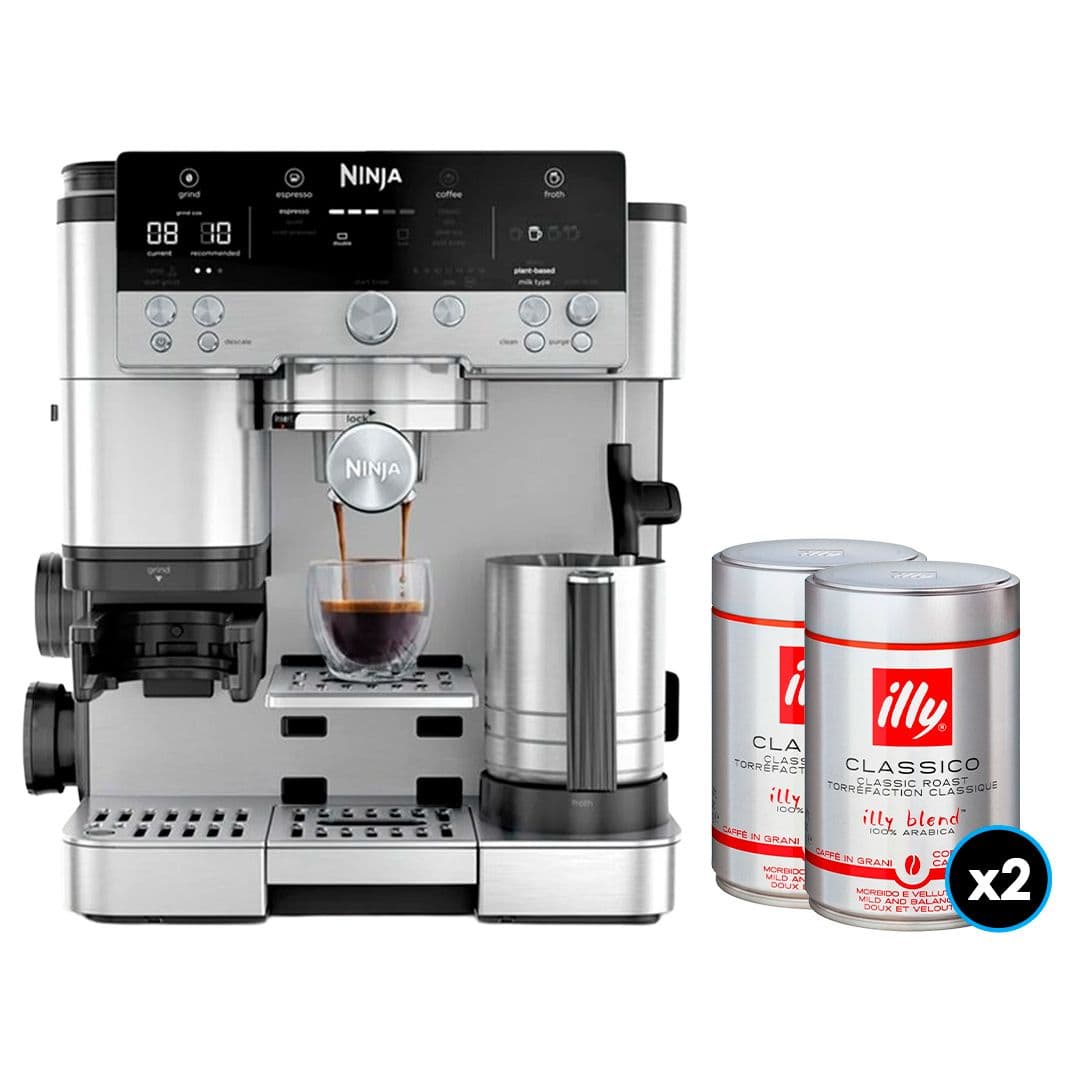 PACK NINJA - ILLY: 1x Máquina para Café - Cafetera Ninja Luxe Premier + 1x Café illy Grano Tostado Medio 250grs + 1x Café Illy Grano Tostado Clásico 250 grs._1