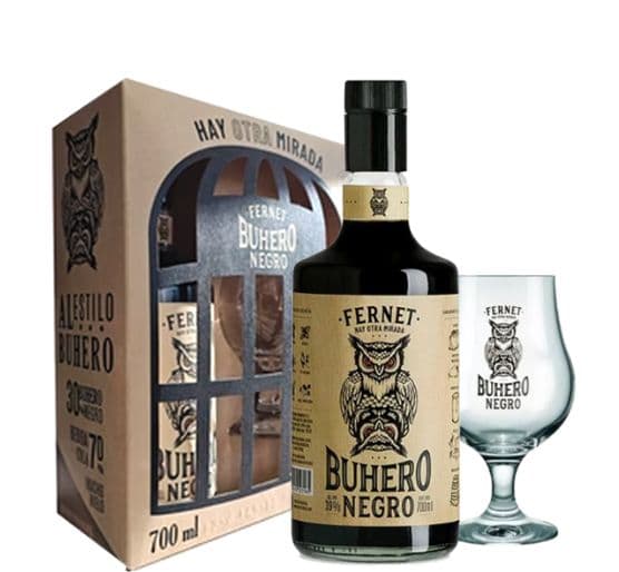 KIT FERNET BUHERO NEGRO: Fernet Buhero Negro 700cc 39°alc. + copon._1
