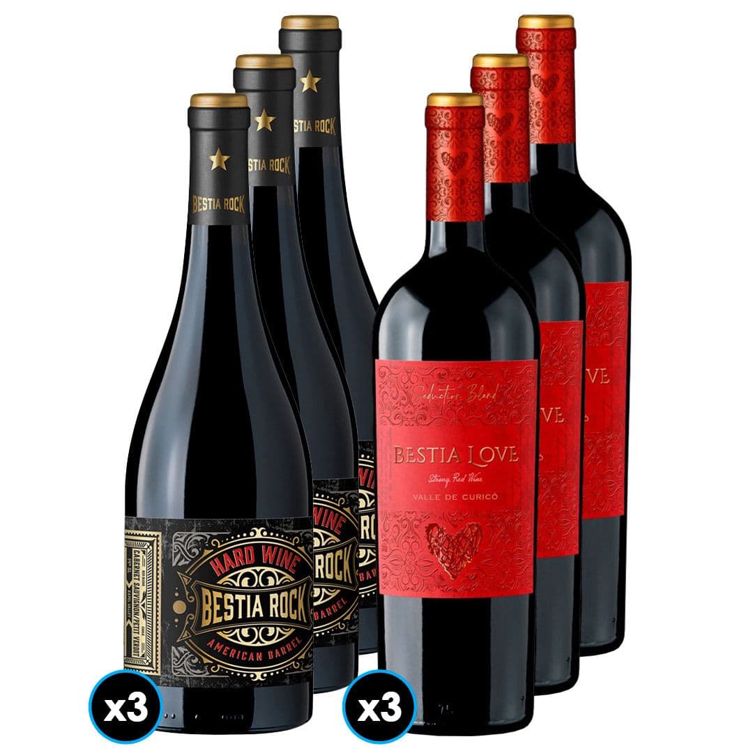 PACK ROCK LOVE: 3x Vino Bestia Rock Ensamblaje 750cc + 3x Vino Bestia Love Ensamblaje 750cc_1