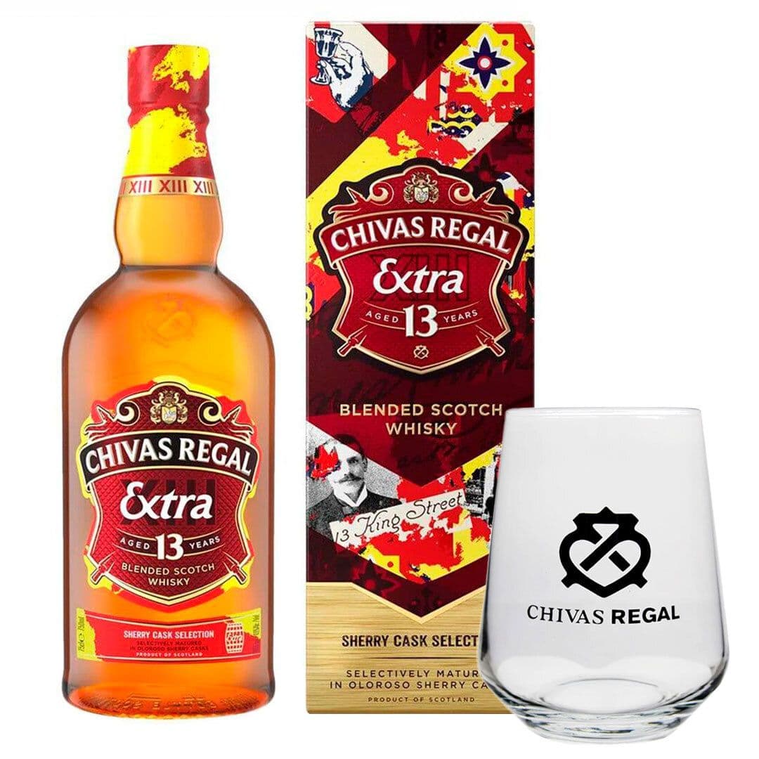 Whisky Chivas Regal Extra 13 años 750cc 40º + Vaso Vidrio Whisky Chivas Regal_1