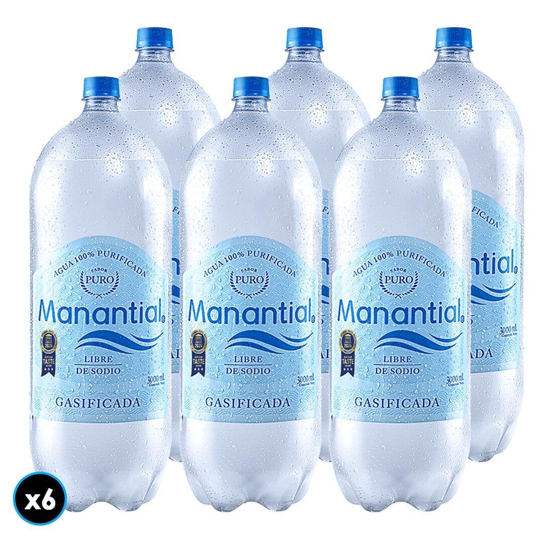 6x Agua Manantial Con Gas 3 L_1