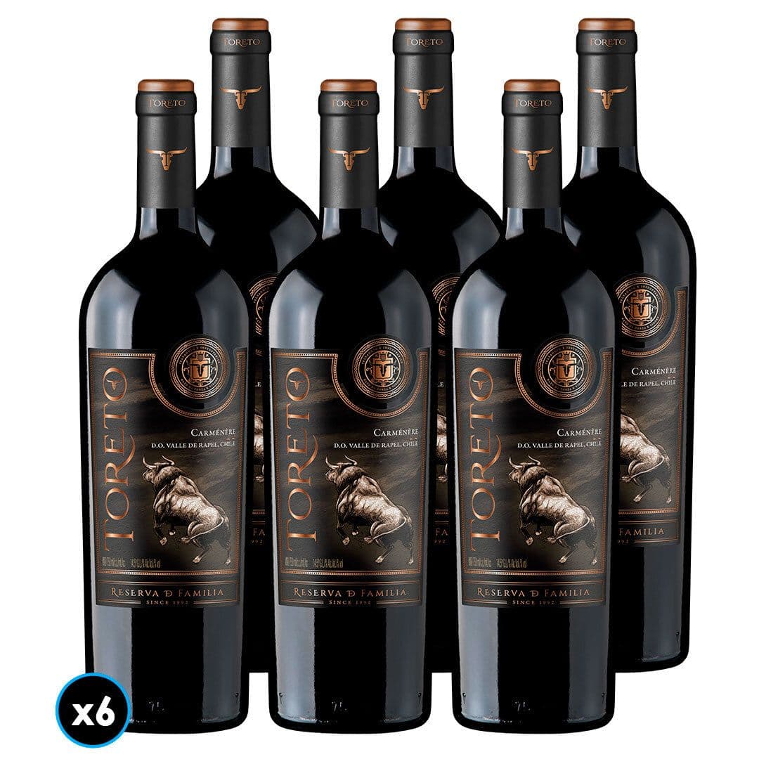 CAJA VINO TORETO RESERVA DE FAMILIA (CARMENERE): 6x Vino Toreto Reserva de Familia Carmenere 750cc_1