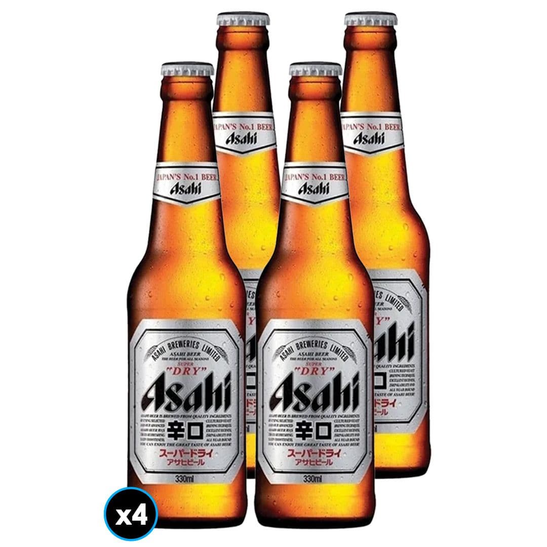4x Cerveza Japonesa Asahi Super Dry Botella 330cc_1