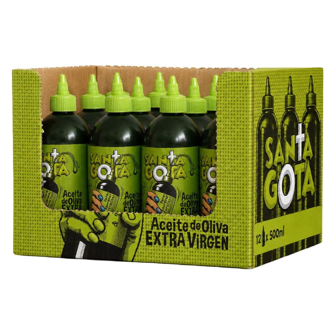 12x Aceite de Oliva Extra Virgen Santa Gota Para Aderezar y Terminar Squeeze 500 ml._1