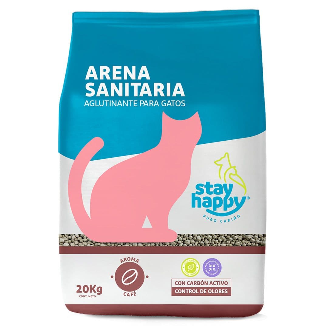 Arena para Gatos Aglutinante Stay Happy Aroma Café 20 Kg_1