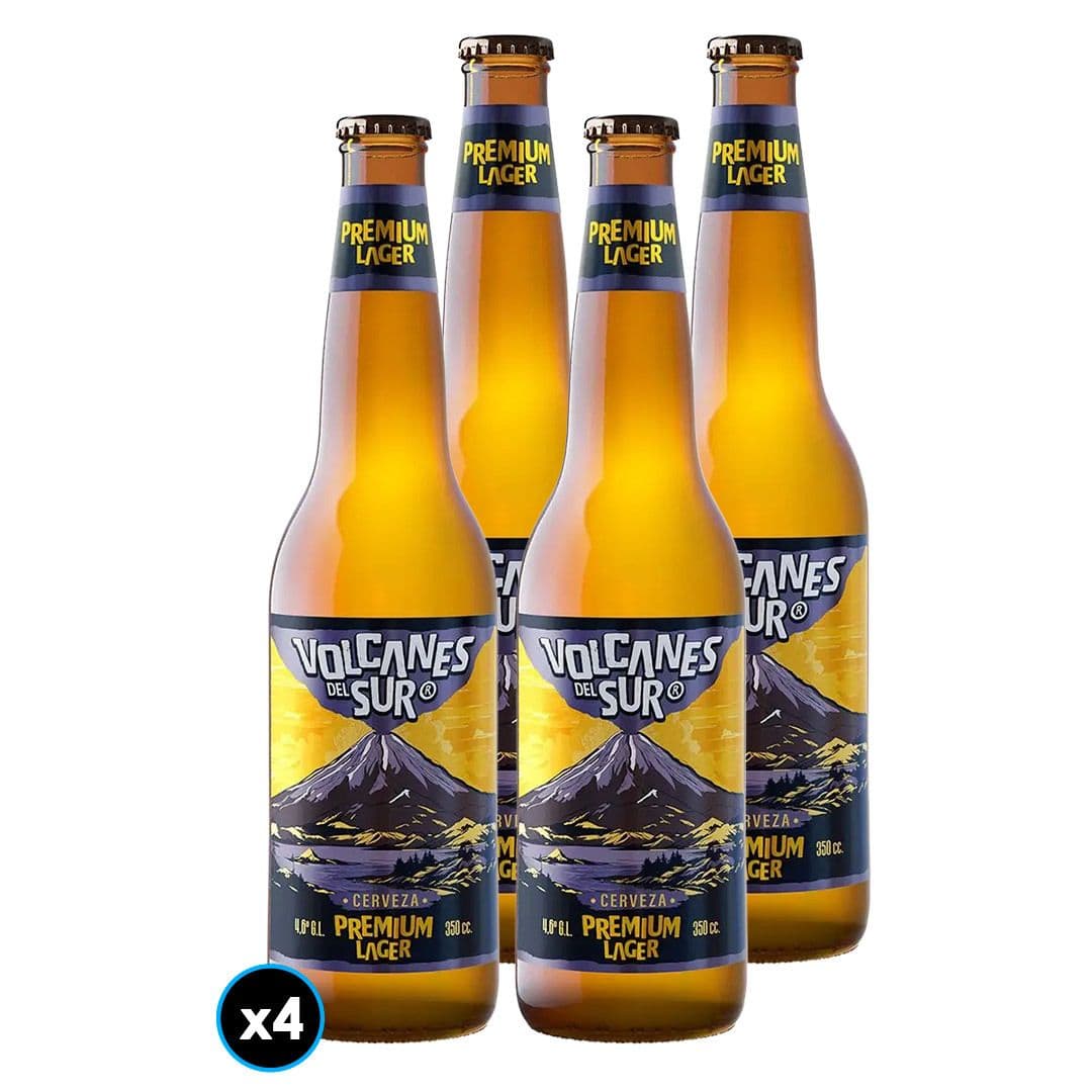 4x Cerveza Volcanes del Sur Premium Lager en Botella 350cc_1