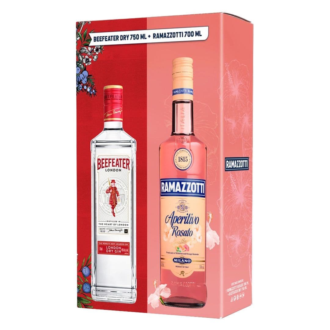 KIT RAMAZZOTTI + BEEFEATER: 1x Licor Aperitivo Ramazzotti Rosato 700cc + 1x Gin Beefeater 750cc 40º alc._1