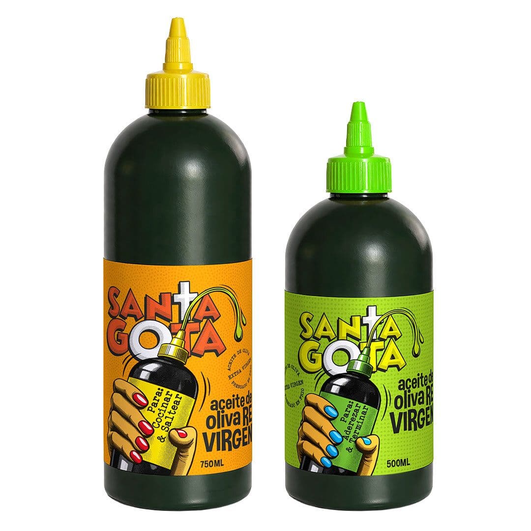 PACK SANTA GOTA MIX: 1x Aceite de Oliva Extra Virgen Santa Gota Para Cocinar y Saltear Squeeze 750 + 1x Aceite de Oliva Extra Virgen Santa Gota Para Aderezar y Terminar Squeeze 500 ml._1