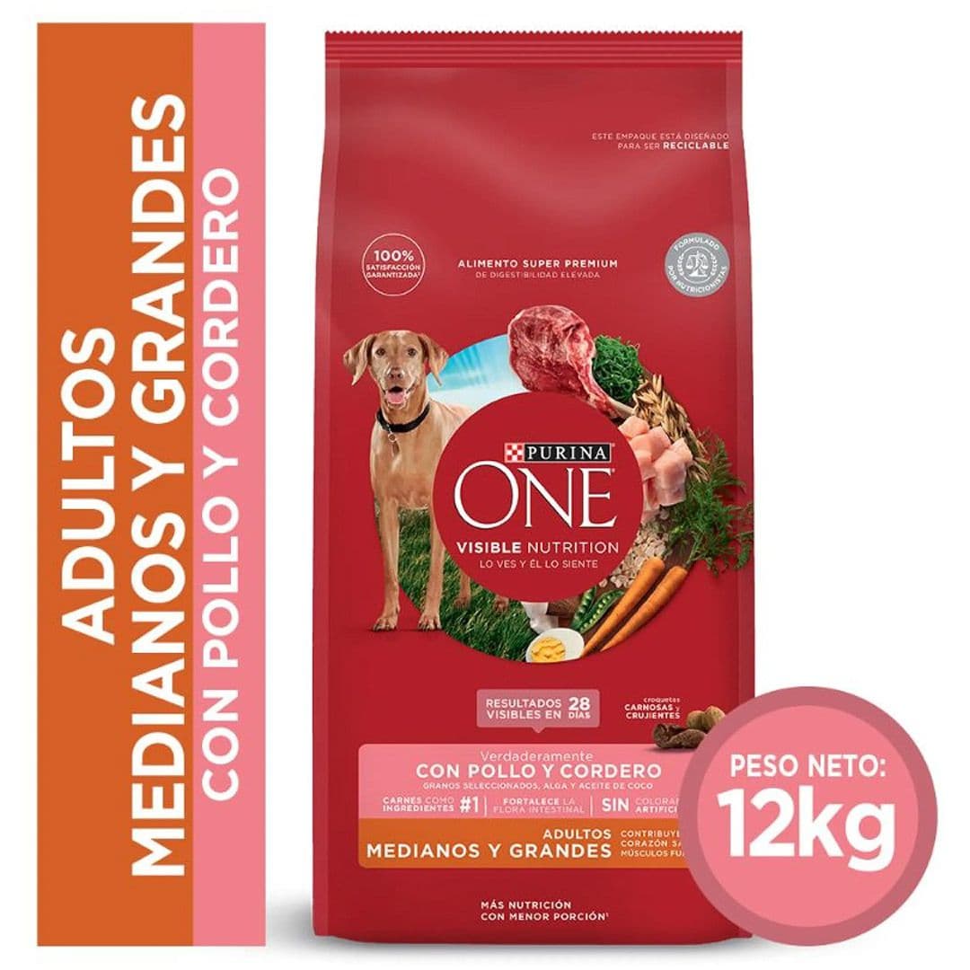 Comida de Perro Purina One Adultos Medianos y Grandes Pollo Carne 12 Kg_1