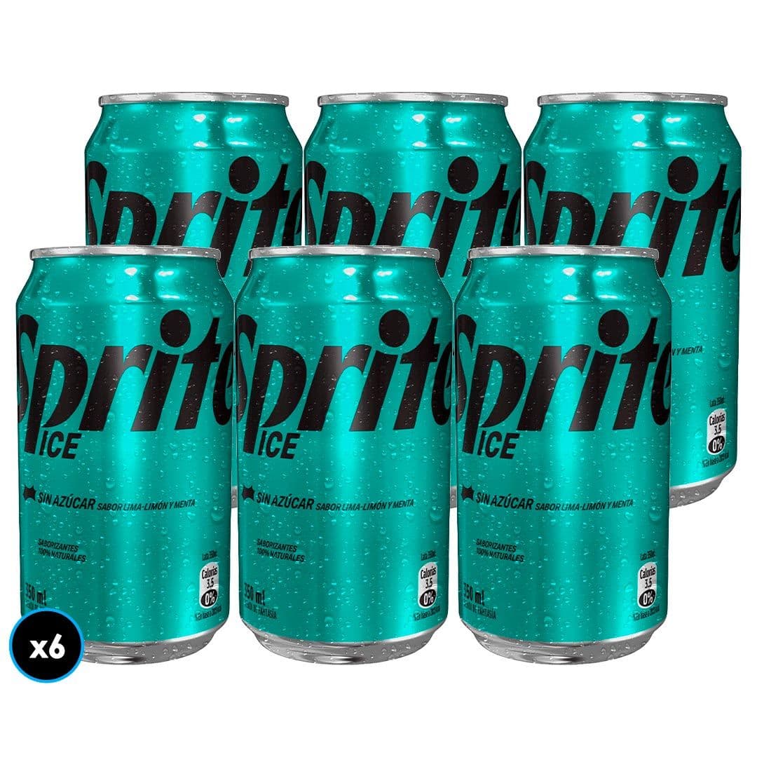 6x Bebida Sprite Menta Sin Azúcar Lata 350cc_1