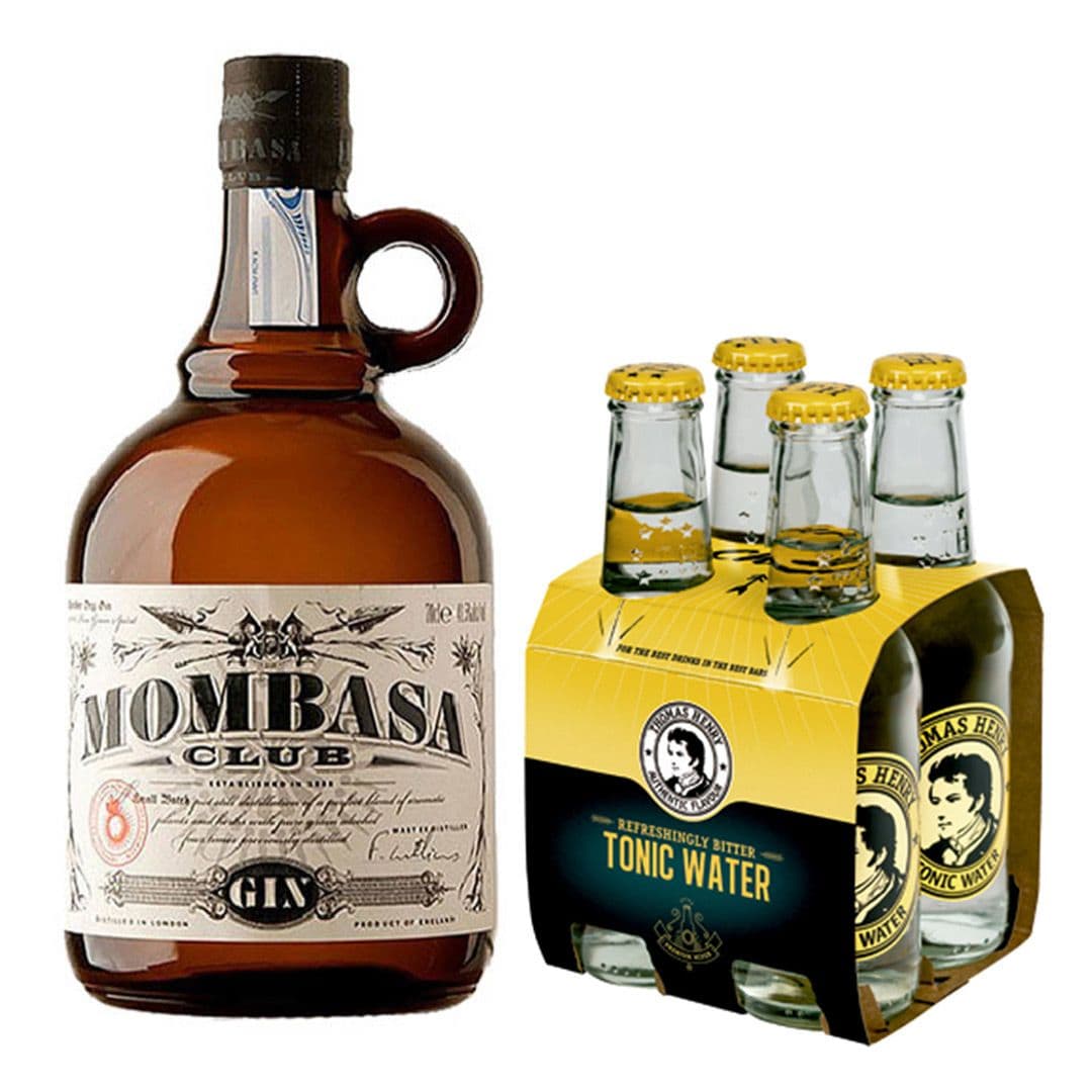 Gin Premium Mombasa Club 700cc 41.5º alc. + 4x Agua Tónica Thomas Henry 200cc_1