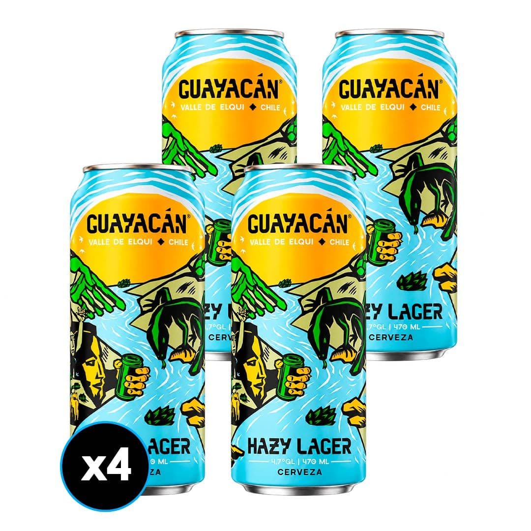4x Cerveza Guayacán Hazy Lager Lata 470cc_1