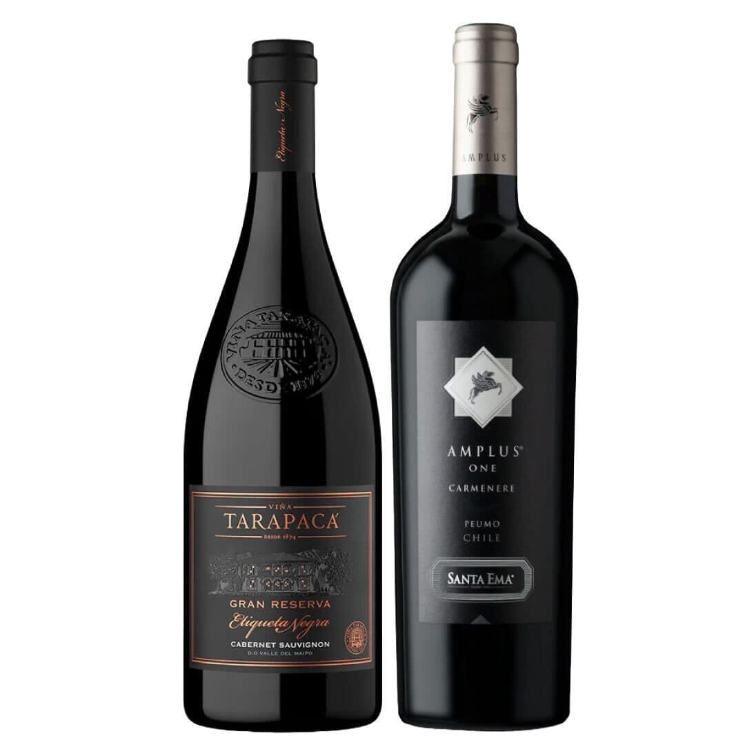 SELECCIÓN EXCLUSIVA: 1x Vino Santa Ema Amplus Carmenere 750cc + 1x Vino Tarapacá Etiqueta Negra Cabernet Sauvignon 750cc_1