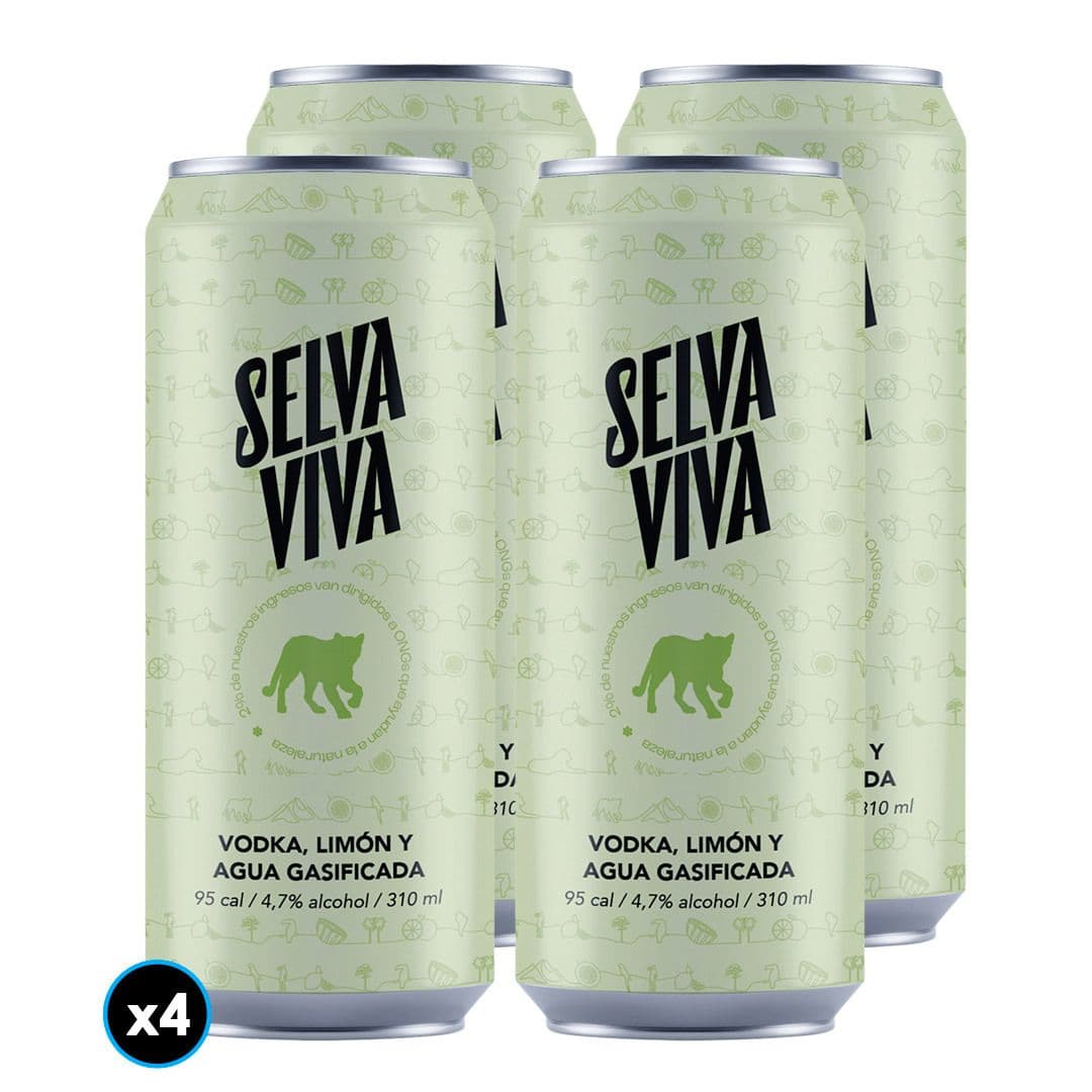 4x Bebida Premium Selva Viva Vodka Limón 310cc_1