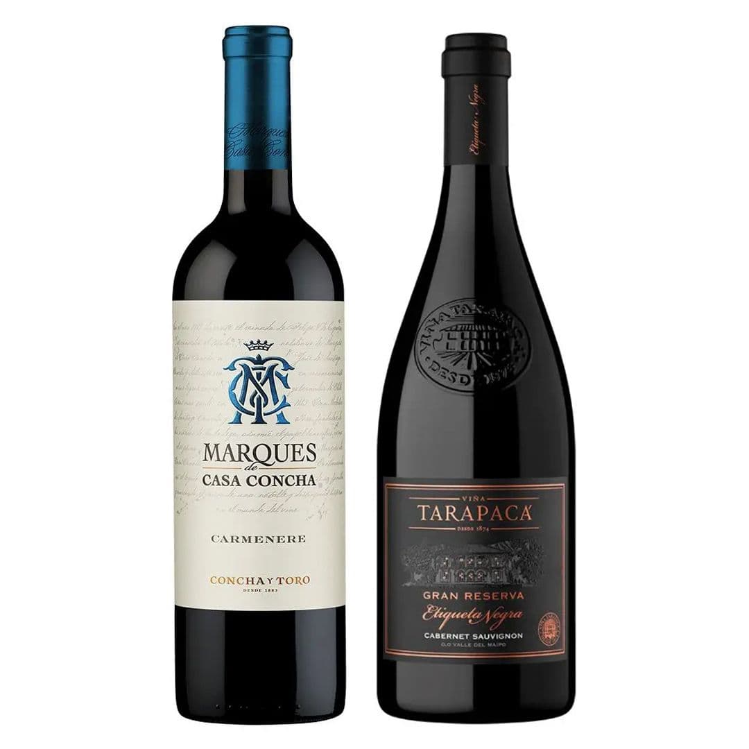 DUO MARQUES - TARAPACA: 1x Vino Marques de Casa Concha Carmenere 750cc + 1x Vino Tarapacá Etiqueta Negra Cabernet Sauvignon 750cc_1