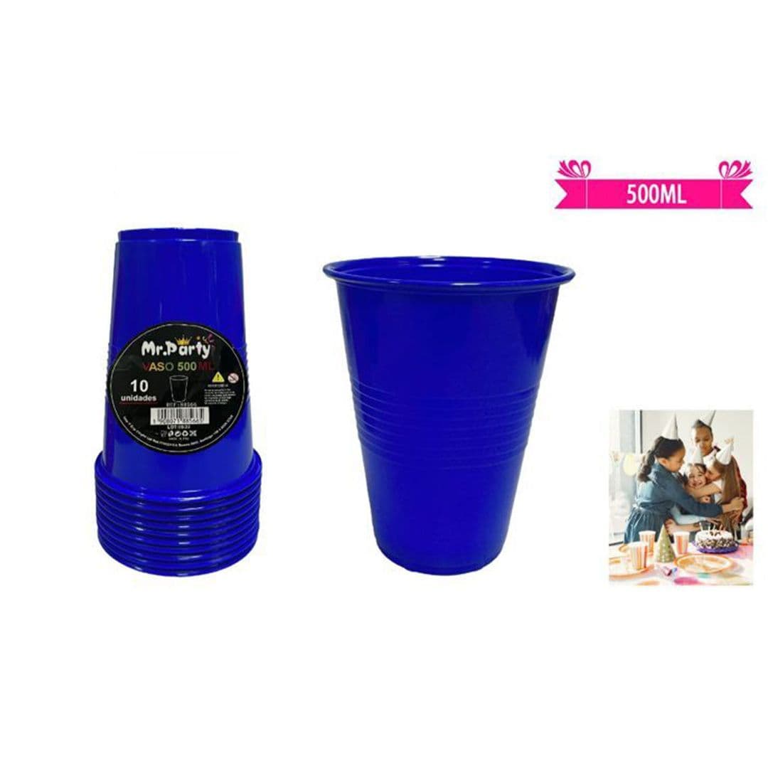 Vasos Plásticos Azul 500cc (10 Unidades)_1