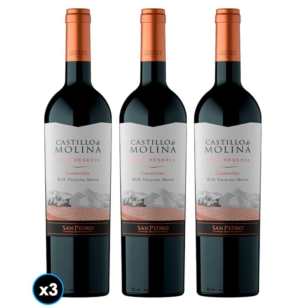 TRÍO CASTILLO N°1: 3x Vino Castillo de Molina Gran Reserva Carmenere 750cc_1