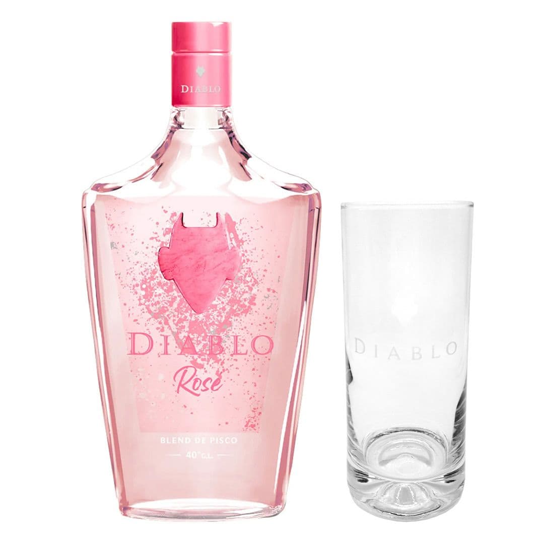 1x Pisco Diablo Rose 700cc 40° alc. + 1x Vaso Diablo_1