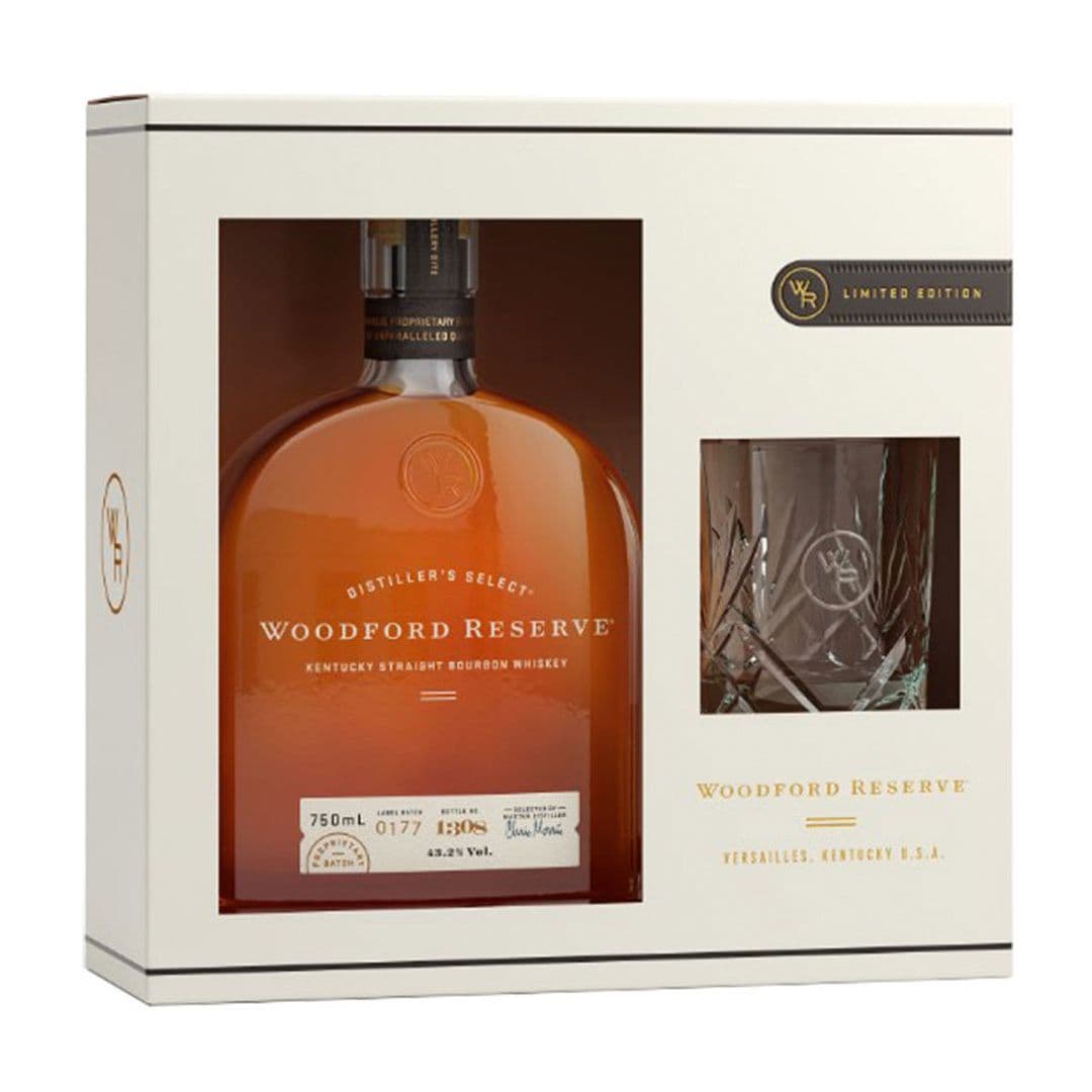 KIT WHISKEY WOODFORD RESERVE 750cc: Whiskey Woodford Reserve 750cc + Vaso._1