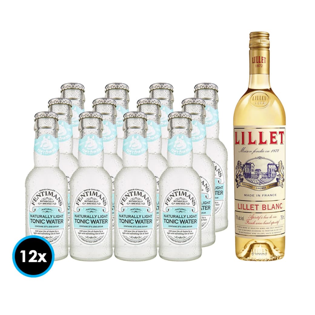 PACK LILLET – FENTIMANS: 1x Aperitivo Francés Lillet Blanc 750cc 17º alc. + 12x Premium Fentimans Light Tonic Water 200cc_1