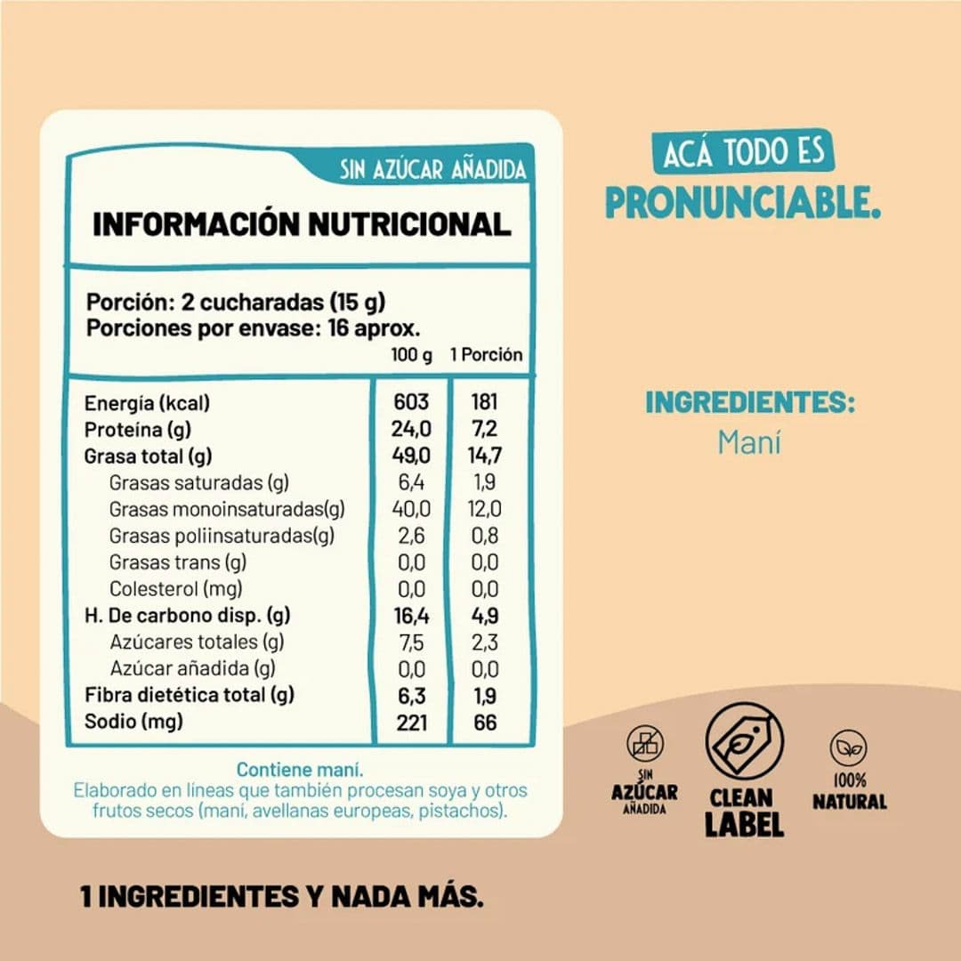Mantequilla de Mani Underfive 460 grs._2