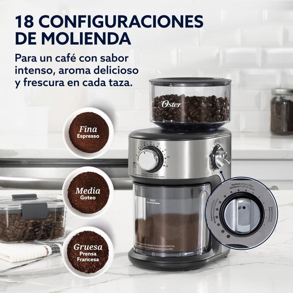 Molinillo de Café Oster Automático Acero Inoxidable 2 a 18 Tazas BVSTBMH24-052_4