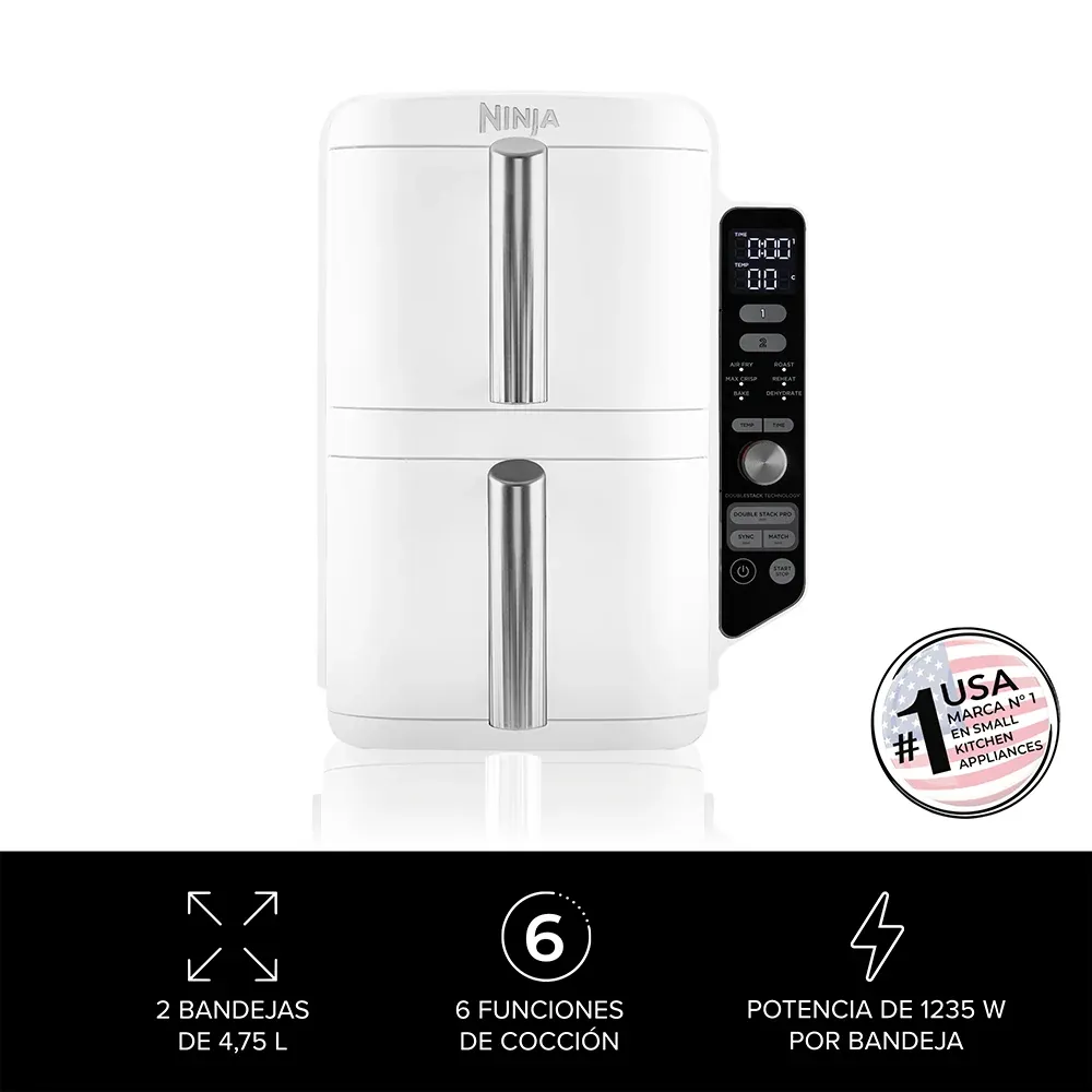 Freidora de Aire Vertical Double Stack XL 9.5L White Ninja_2